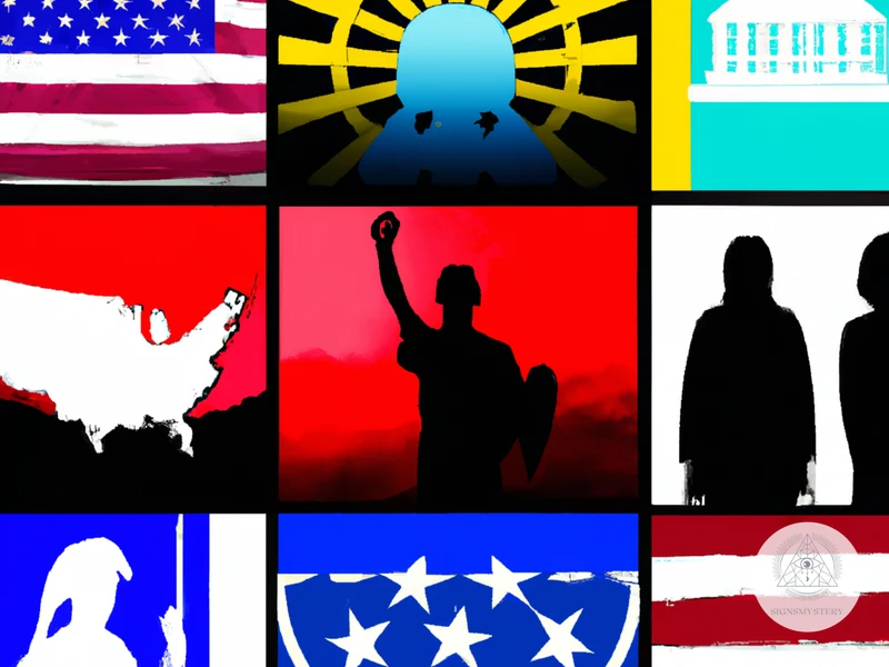 State Flags With People And Symbols Of Freedom