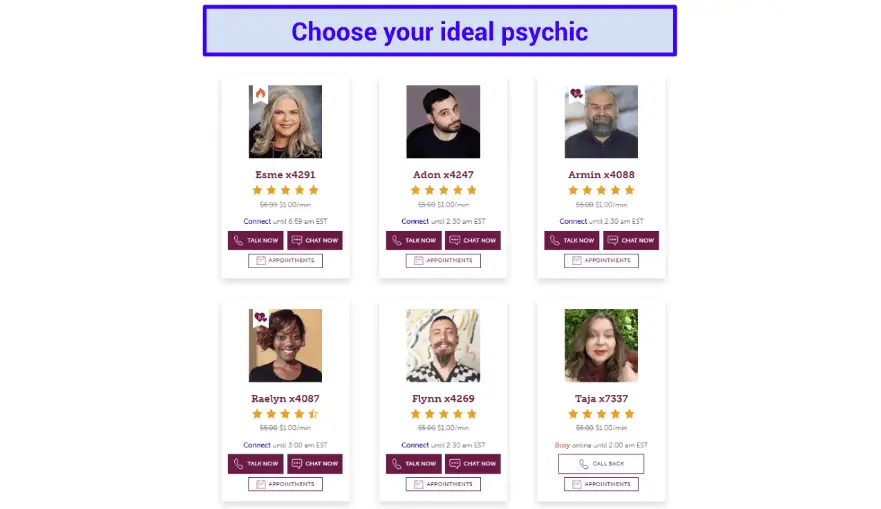 good selection of multi-talented psychics