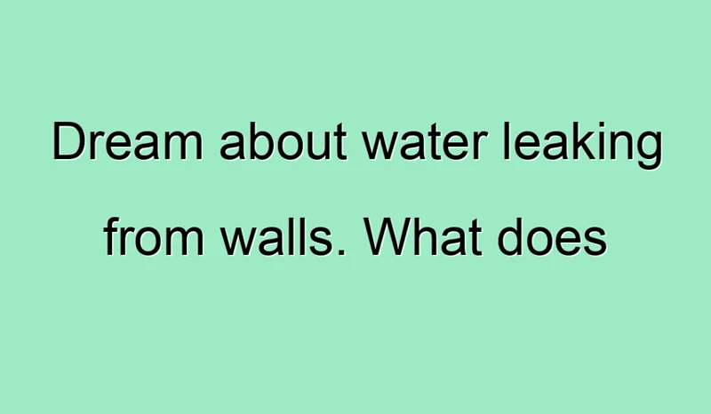 Common Scenarios In Dreams Of Water Leaking